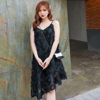 Spaghetti Strap Fringed Irregular A-line Dress