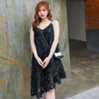 Spaghetti Strap Fringed Irregular A-line Dress