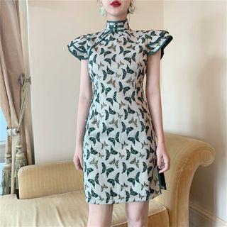 Butterfly Slim-fit Dress Green - One Size