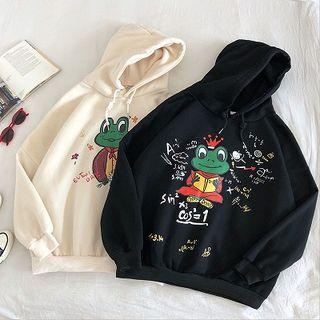 Lettering Print Long-sleeve Fleece Sweatshirt