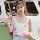 Floral Knit Camisole Top White - One Size