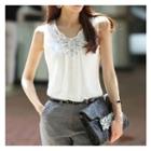 Embellished Sleeveless Chiffon Blouse