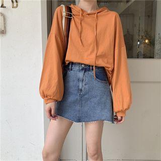 Long-sleeve Plain Hooded Sweatshirt