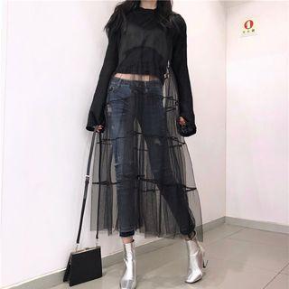 Spaghetti Strap Midi Mesh Dress