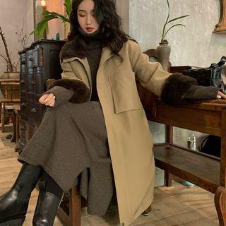 Fleece Cuff Zip-up Long Coat