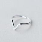 V Shape Sterling Silver Open Ring Silver - One Size