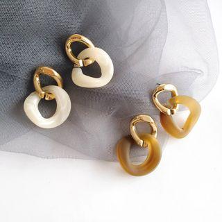 Geometric Hoop Link Drop Earring