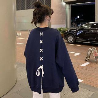 Lettering Tie-strap Sweatshirt