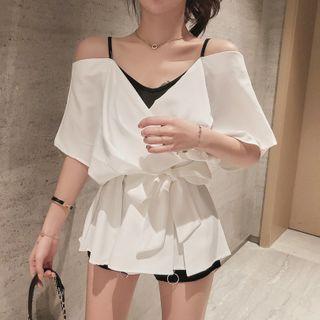 Inset Camisole Off-shoulder Blouse