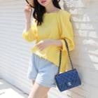 Off-shoulder Balloon-sleeve Fringed Top Yellow - One Size