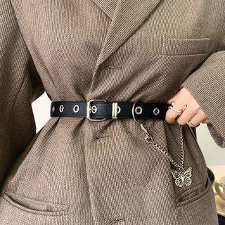 Butterfly Pendant Faux Leather Belt