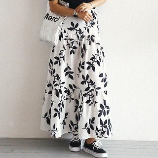 Foliage Tiered Maxi A-line Skirt
