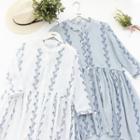 Leaf Print 3/4 Sleeve Dress