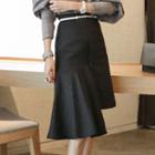 Ruffle Asymmetric Midi Skirt