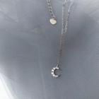 925 Sterling Silver Moon Necklace Moon - Silver - One Size