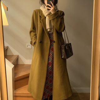 Single-breasted Long Coat Curcumin - One Size