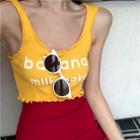 Lettering Cropped Tank Top Yellow - One Size