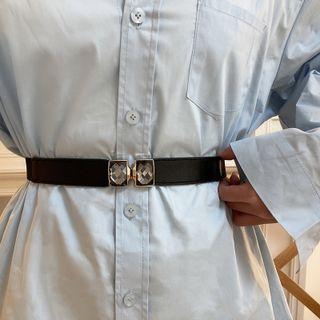 Rhinestone Elastic Belt Black - One Size
