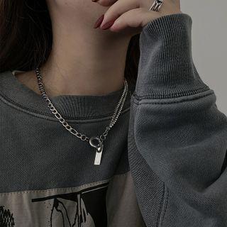 Tag Pendant Asymmetrical Alloy Necklace