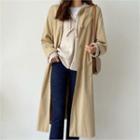 Round-neck Single-breasted Trench Coat With Sash