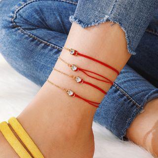 Set Of 4: Rhinestone Anklet 8387 - One Size