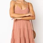 Spaghetti-strap Tiered Mini A-line Dress