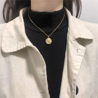 Alloy Disc Pendant Necklace 1 Pair - Gold - One Size