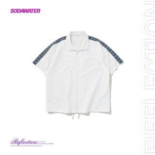 Oversized Stand-collar Zip Shirt