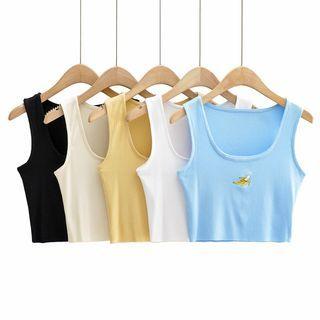 Banana Embroidered Crop Tank Top