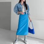 Dual-pocket Long H-line Skirt