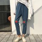 Strawberry Embroidered Baggy Jeans