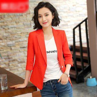 Single-button 3/4-sleeve Blazer