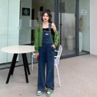 Denim Wide-leg Jumper Pants / Plain Cardigan