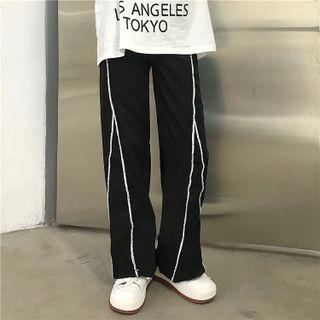 Fringed Trim Wide Leg Pants