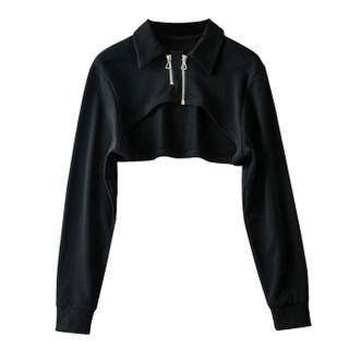 Double Zip Cropped Polo Shirt
