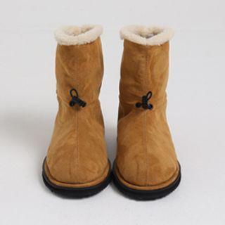 Drawstring Faux-shearling Ankle Boots