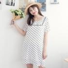 Short-sleeve Dotted Shift Dress