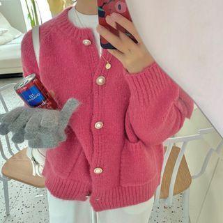 Beaded Button-up Cropped Cardigan
