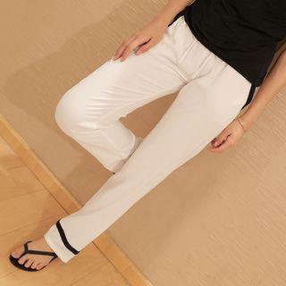 Contrast Color Straight-leg Pants