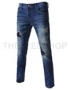 Straight-cut Distressed Jeans