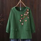 Long-sleeve Embroidered Flower T-shirt