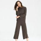 Set: Ripped Side Zip Sweater + Knit Wide Leg Pants