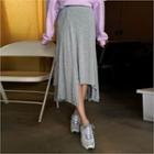 Band-waist Asymmetric-hem Midi Skirt