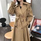 Long-sleeve Double-breasted Long Trench Coat