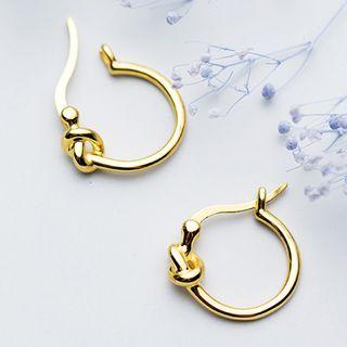 925 Sterling Silver Knot Mini Hoop Earring