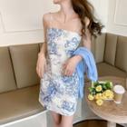 Spaghetti-strap Dyed Printed Dress