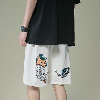 Dog Print Wide-leg Shorts