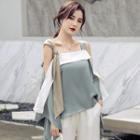 Color Block Strappy Top Silver Gray - One Size