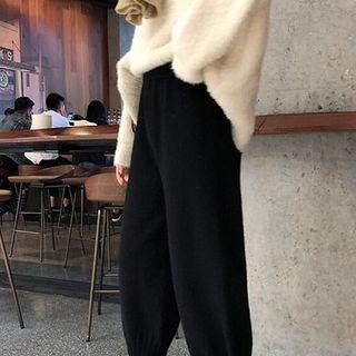 Contrast-trim Wide-leg Pants Black - One Size