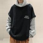 Mock Two-piece Lettering Ribbed Sweater